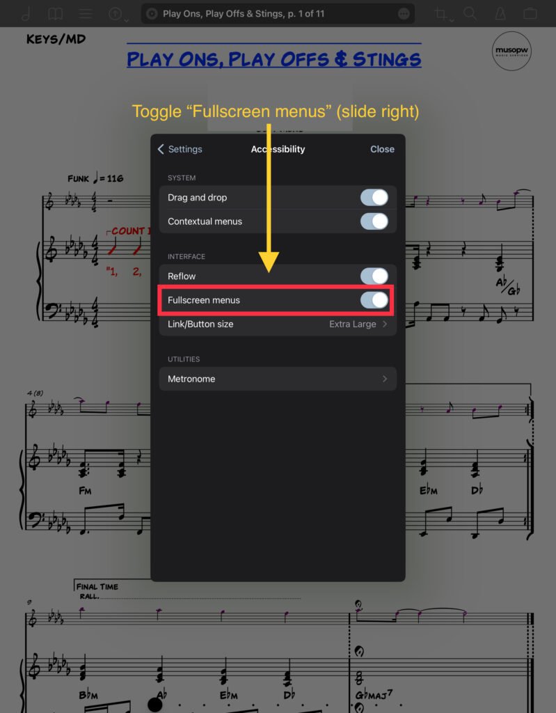 forScore How Get Fullscreen Menus Step3