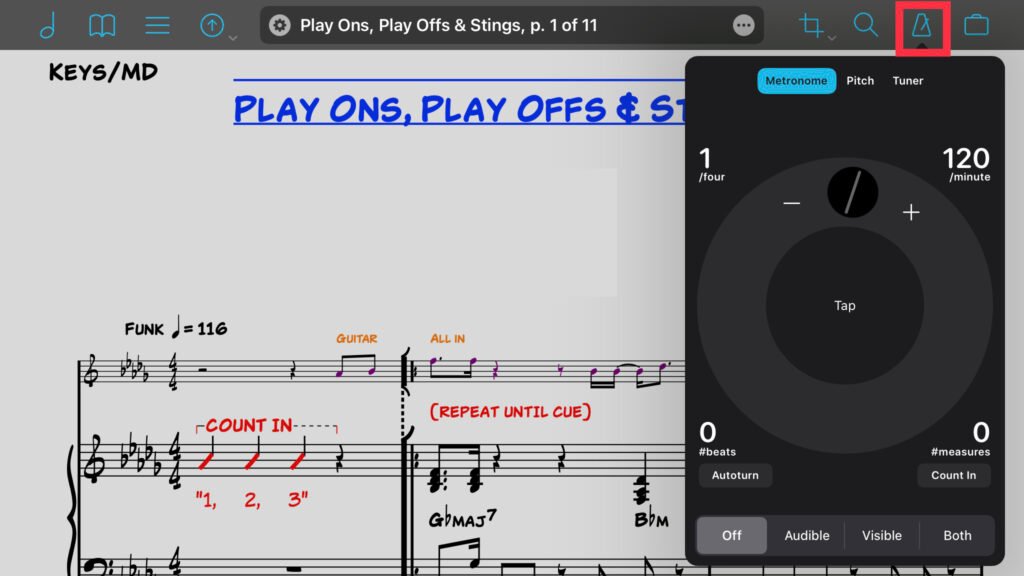 forScore Metronome Tuner Selector